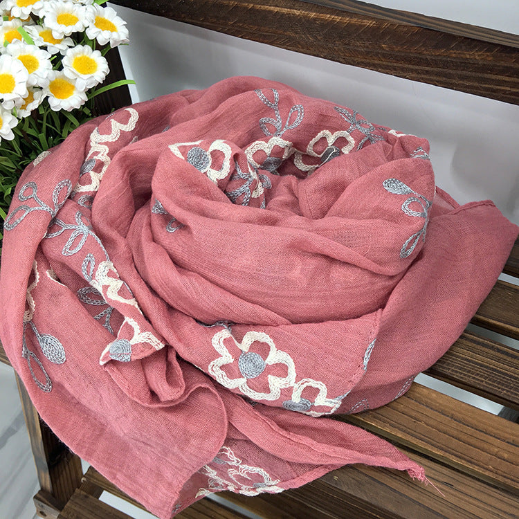 Spring And Summer Women's Artistic Ethnic Style Shawl Cotton Linen Versatile Long 9color 180X90CM