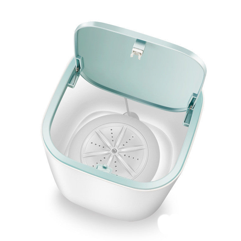Household Small Laundry Bucket Mini Turbo Table Washing Machine Student Dormitory Underwear Socks Washer Macaron white USB