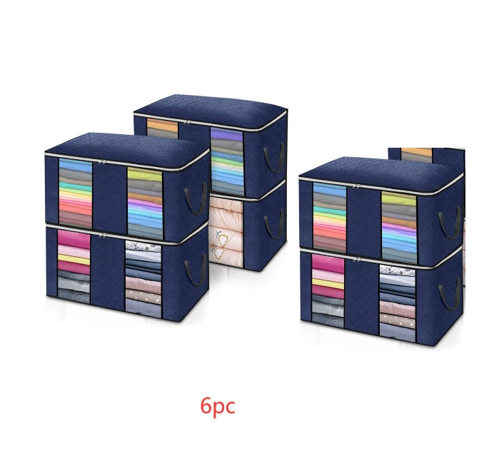 Quilt Storage Bag Finishing Bag Clothes Packing Bag Navy Blue 60x43x35CM 6PCS
