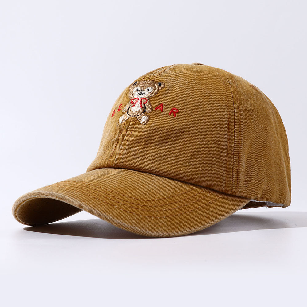 Women Cartoon Teddy Bear Embroidery Dad Hats Yellow One Size