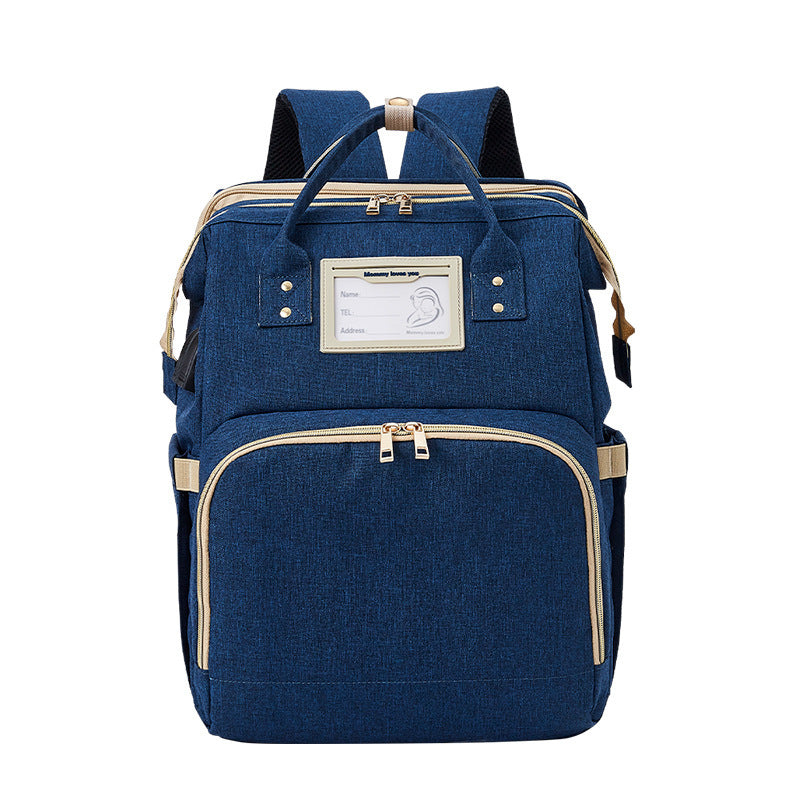 Portable folding bed mommy bag Royal blue