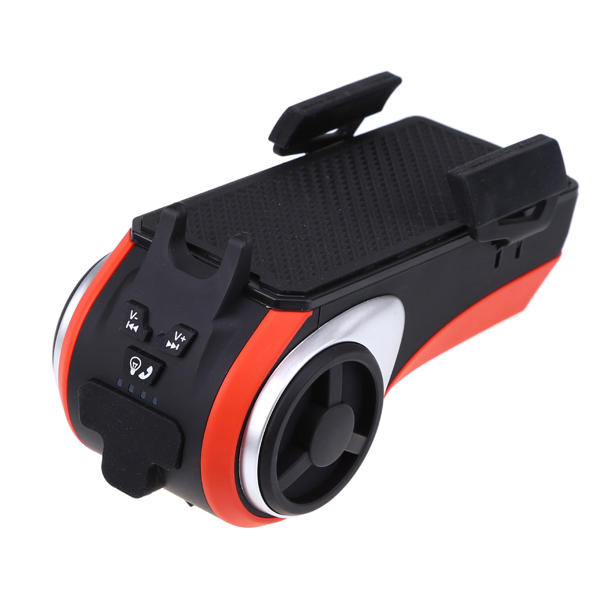 5 In 1 Double LED Bicycle Light Bluetooth Audio MP3 Player Speaker Charging Power Bank Ring Bell Bicycle Phone Holder orange