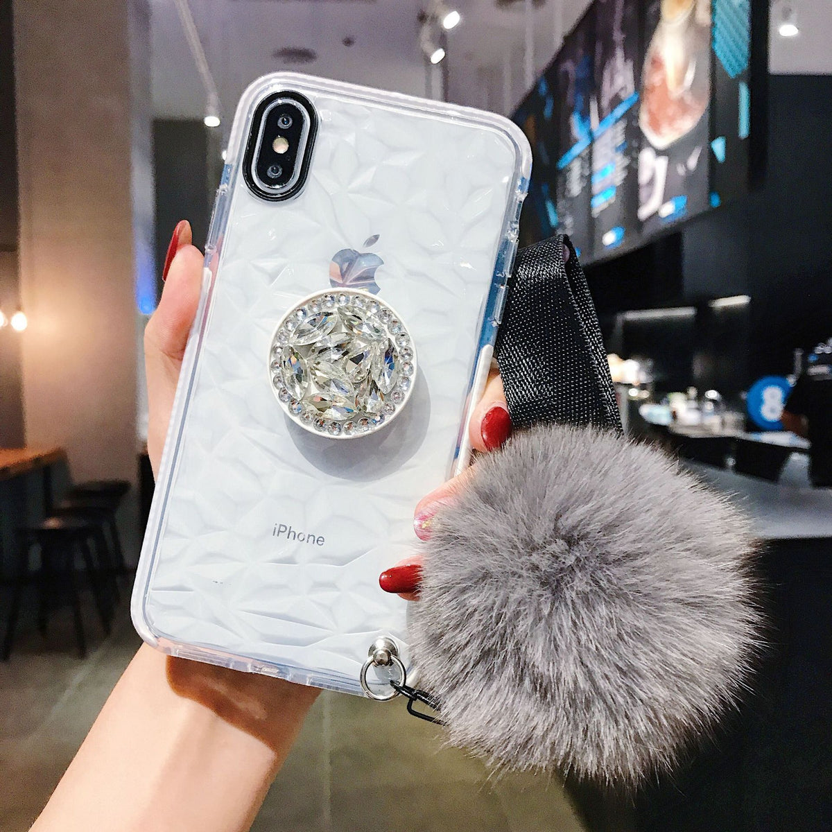 Diamond mobile phone case white