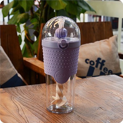 500ML Kids Plastic Water bottles Protein Shaker Blender Bottles with straw BPA Free Portable Sport My Water bottles Purple