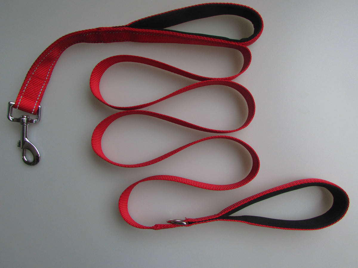Pet Double Handle Pull Leash Red
