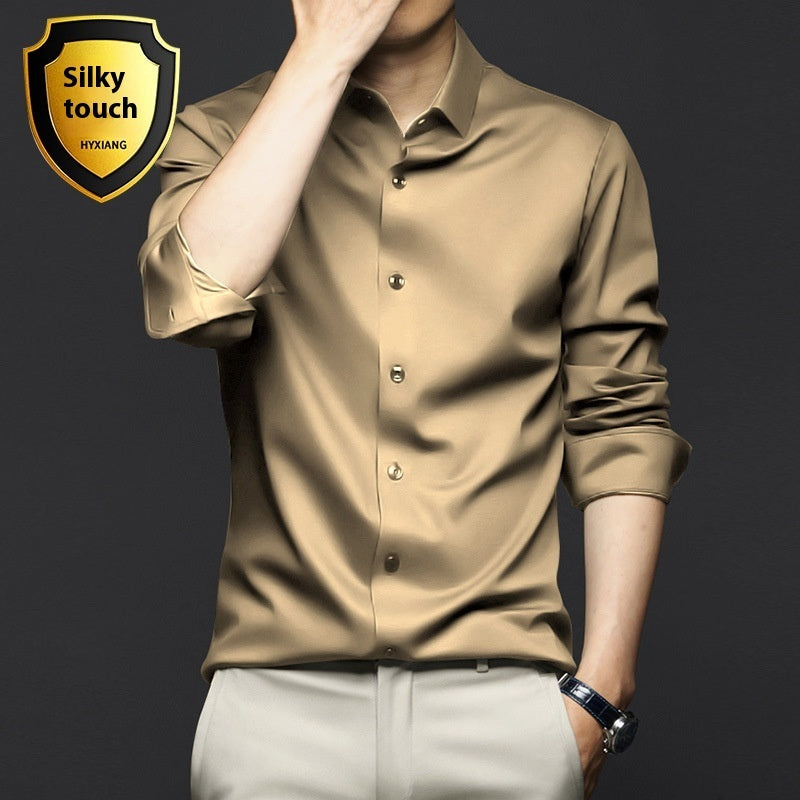 Long Sleeve Shirt Men's Anti-wrinkle Non-ironing Business Clothing Shirt C2128 9 Khaki