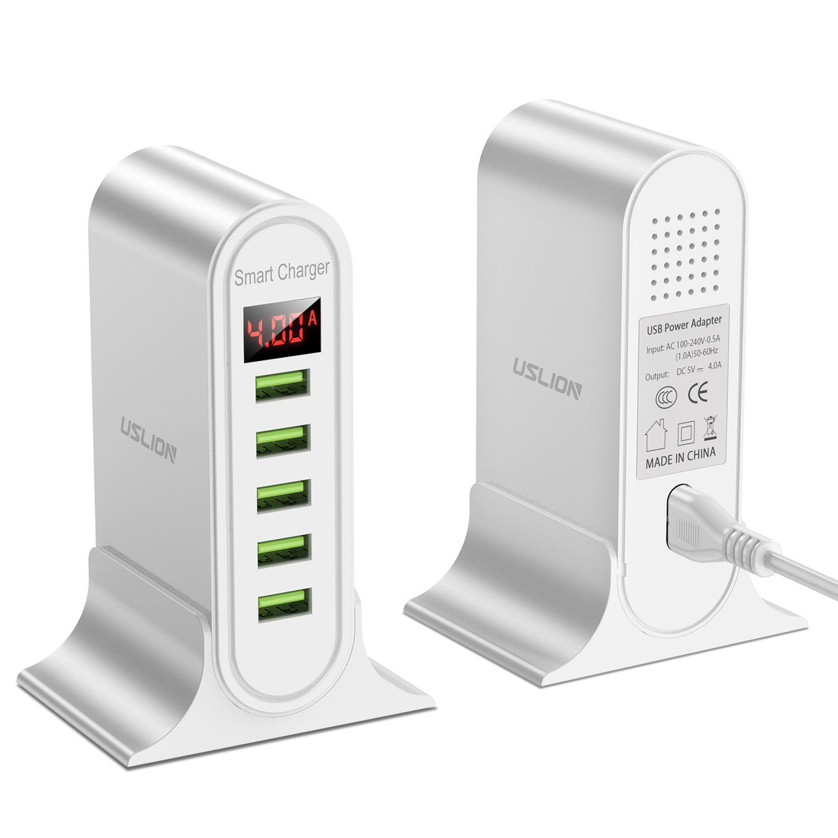 Smart Desktop Led Digital Display Charger White US