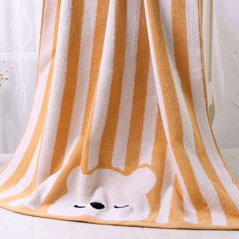 Cartoon Bath Towel Soft Absorbent Multicolor Baby Bath Towel Yellow 130X65cm