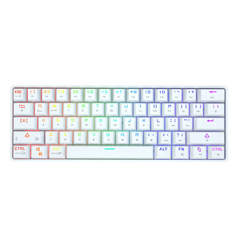 Wireless Bluetooth Keyboard Colorful PBT Keycaps Mechanical Keyboard White