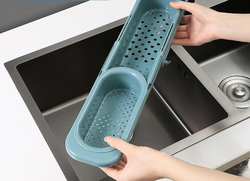 Telescopic Sink Rack Soap Sponge Holder Kitchen Sinks Organizer Adjustable Sinks Drainer Rack Storage Basket Kitchen Accessories Granny grey