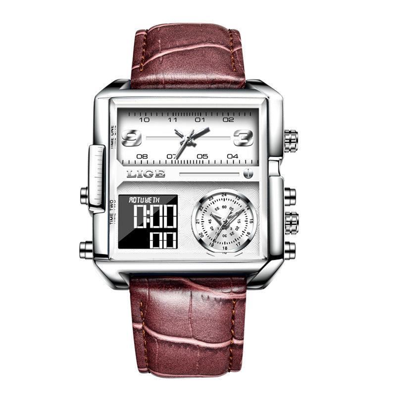 Waterproof Watch Multi-Function Watch Quartz Watch Silver white