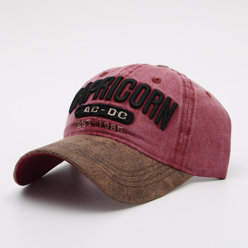 All-Match Caps Washed Retro Fashion Old Sun Hats Red
