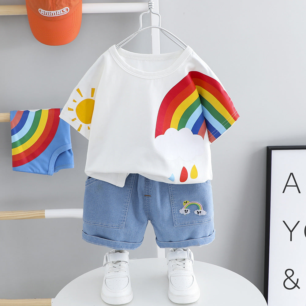 Baby Handsome Trendy Little Boy Summer Clothes White