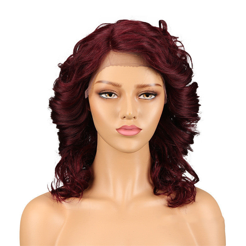 Real Hair Headgear Women Hair Stitch Lace Wig Long Curly Hair J
