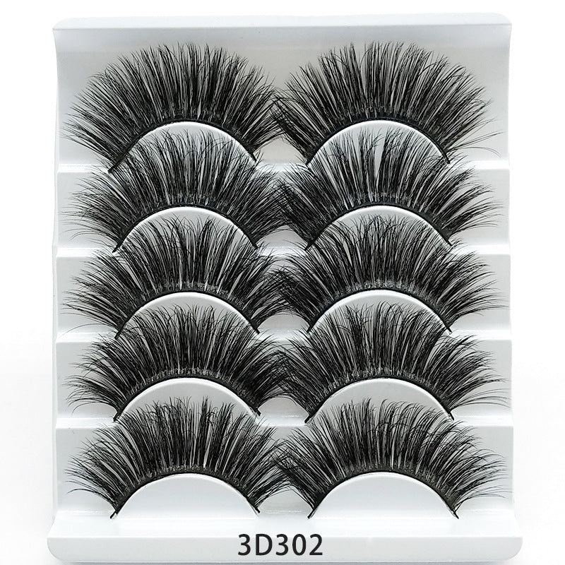 Mink False Eyelashes 3D False Eyelashes Five Pairs Of Soft Cotton Stalk Eyelashes 3D302