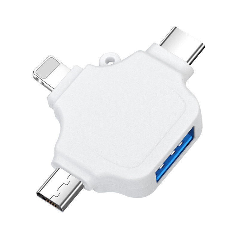 Suitable for Apple type-c Android three-in-one otg adapter connector U disk USB converter wholesale White