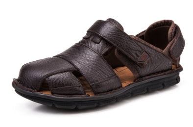 Yan Yang new summer leather sandals men Breathable leisure male non-slip sandals Baotou men sandals Brown