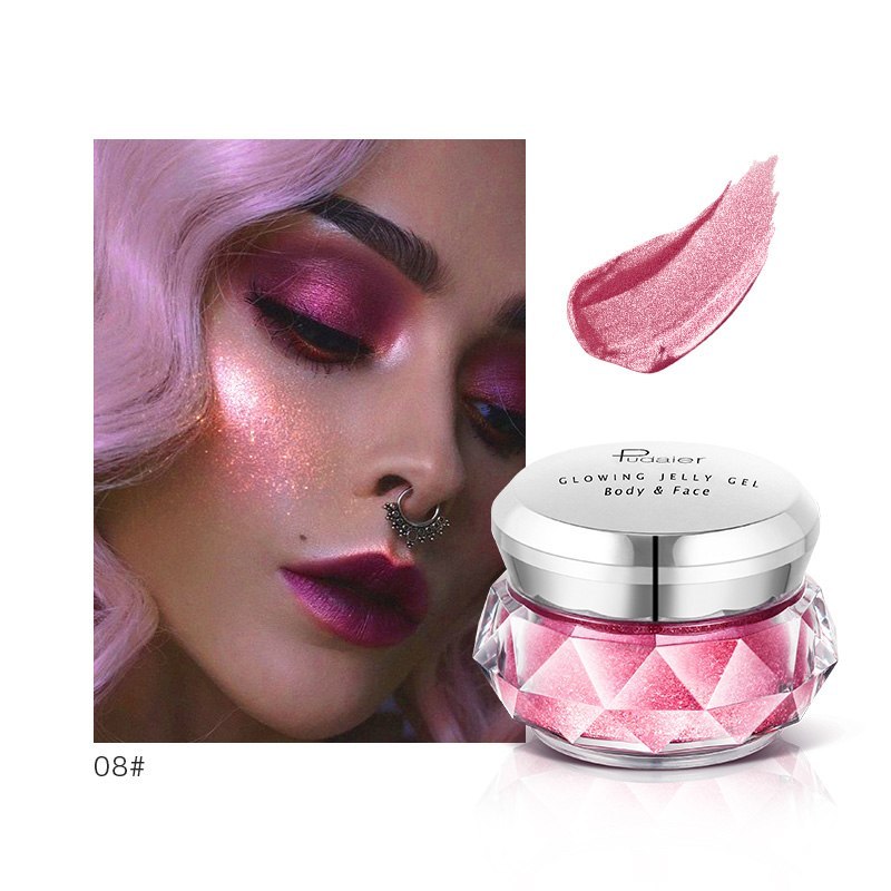 Face Highlighter Jelly Gel Mermaid Eyeshadow Glow Body Glitter Festival Makeup Iluminador Gold Liquid Highlighter Bronzer H
