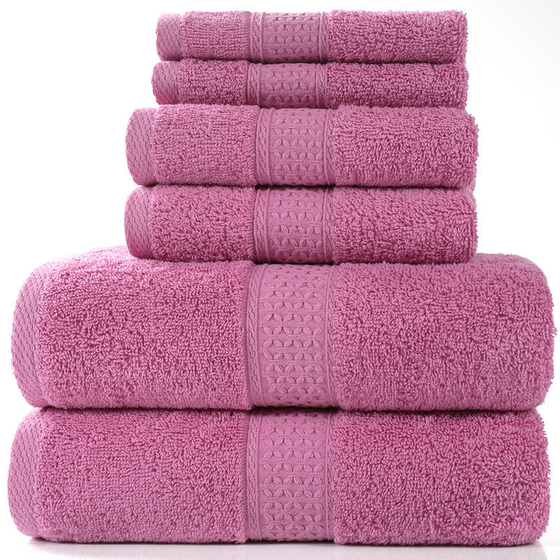 Cotton absorbent towel set of 3 pieces and 6 pieces Wine Red Q6pcs