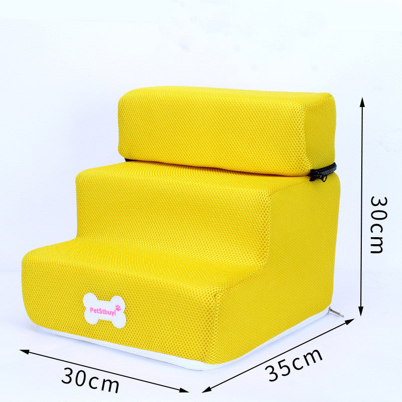 Dog Stairs Pet Climbing Ladder Sponge Steps On Bed Climbing Ladder Yellow 30x30x35