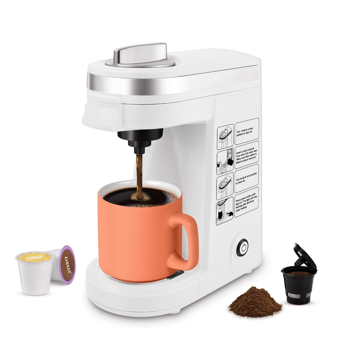American Capsule Coffee Machine Household Hotel Single Cup Can Brew Ground White