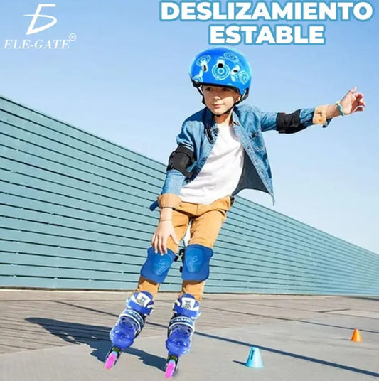 Adjustable Inline Skates 6 Wheels With Protective Kit For Kids Size L