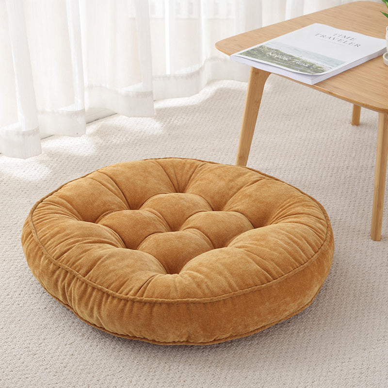 Corduroy solid color padded cushion Yellow