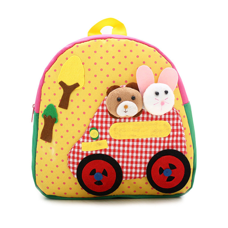 Korean shoulder children's schoolbag kindergarten adorable backpack handmade cartoon baby bag double shoulder bag Yellow