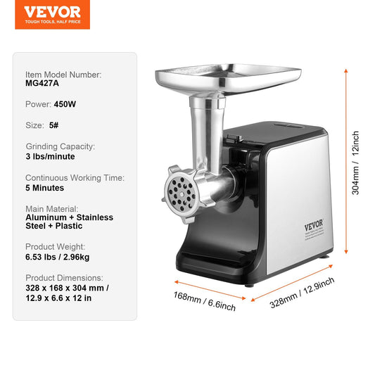Electric Meat Grinder 3 Lbs Min Sausage Stuffer Maker For Home Kitchen