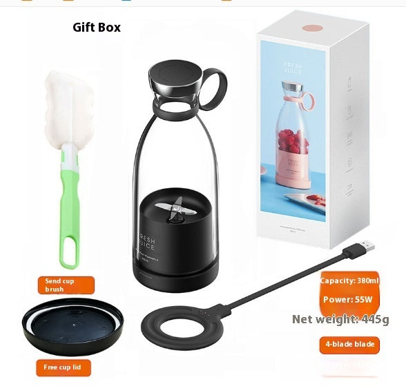 350ML Electric Juicer Blender Mixer USB Rechargeable Machine Household Portable Blender Maker Cup Kitchen Tool Kit Black