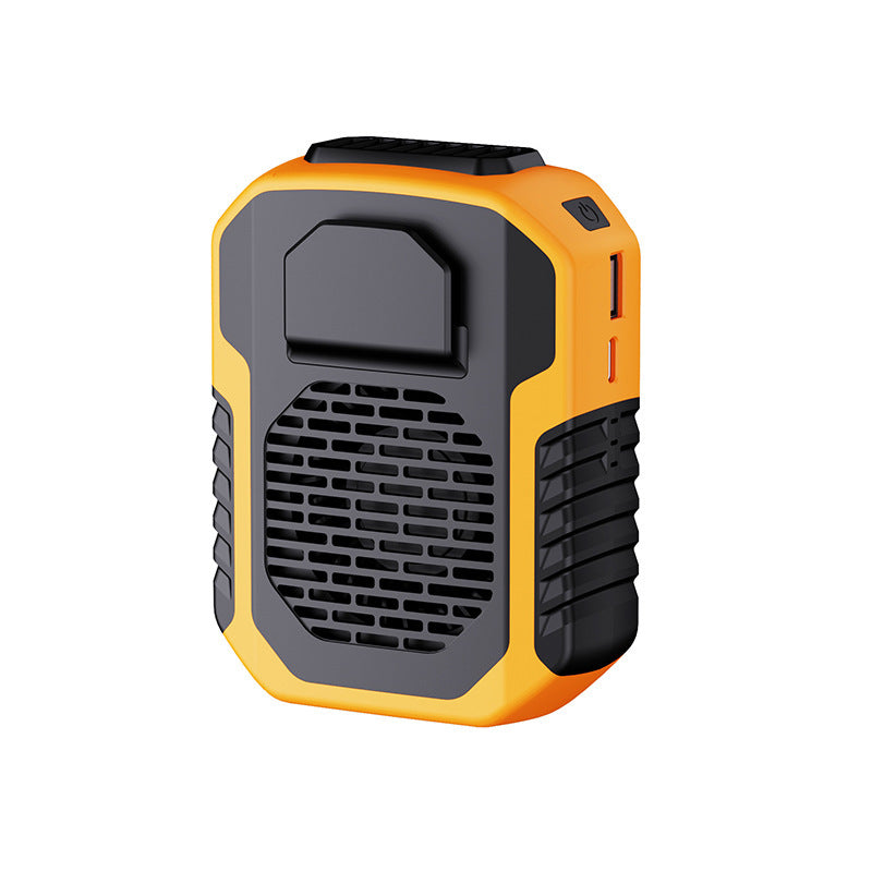 Leaf Less Waist Hanging Fan For Outdoor Sports Large Capacity Battery USB Charging Portable High Wind Hanging Neck Fan Orange