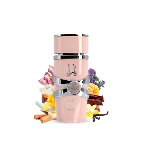 Lattafa Yara - Vanilla, Gourmand, Fruity, Floral - Eau de Parfum Long-Lasting Fragrance for Women, 3.40 Ounce / 100 ml