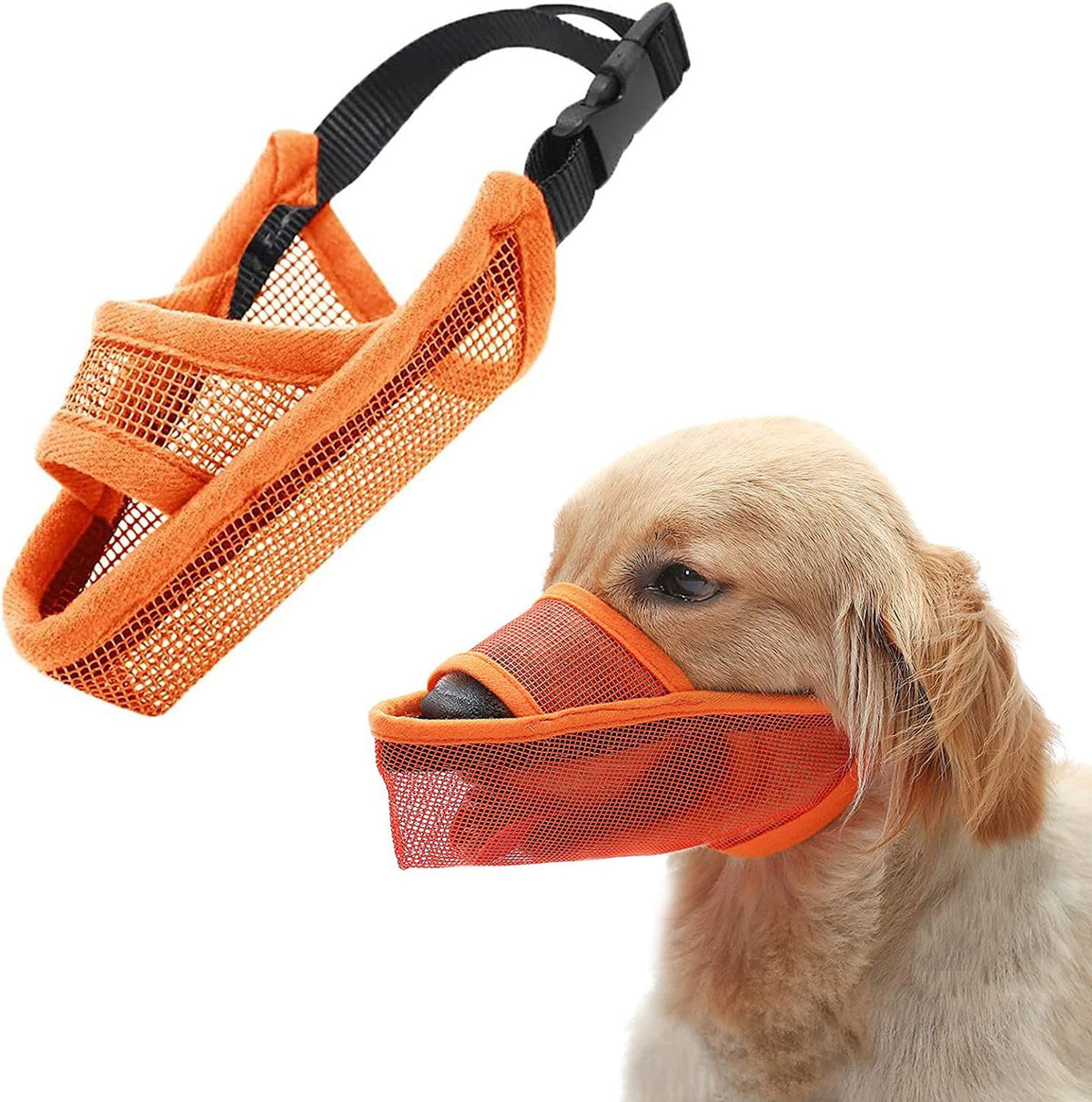 Breathable Mesh Muzzle For Dogs Anti-bite Anti-barking Anti-eating Anti-barking For Large Medium And Small Dogs Orange