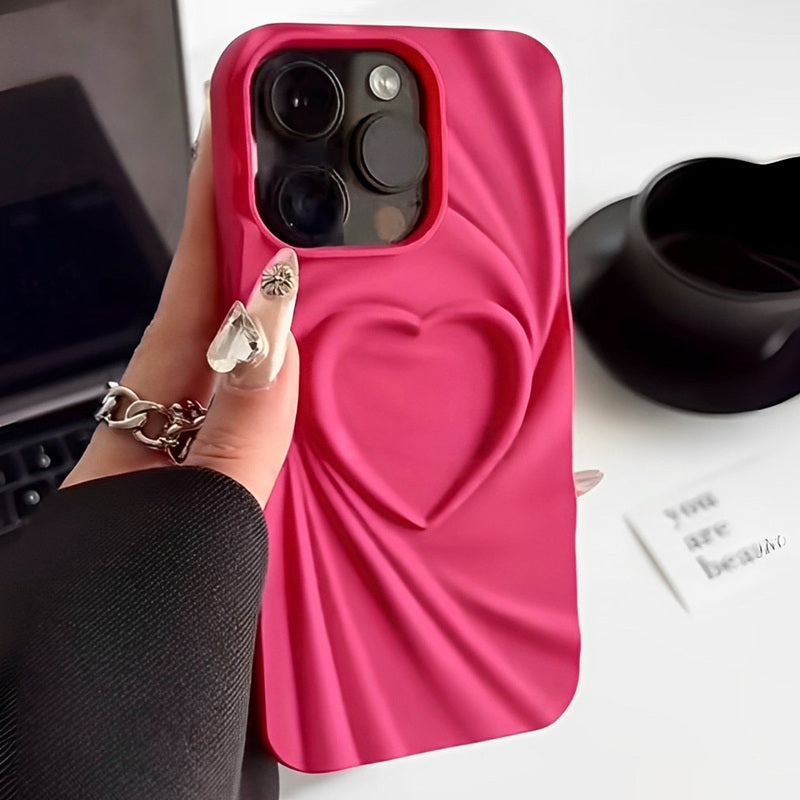 Ruffled Simple Love Phone Case Rose Red
