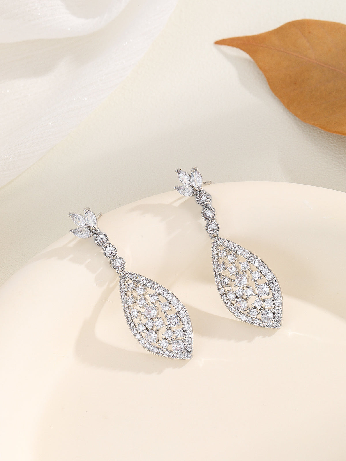 Hollowed Fashion Popular Zircon Earrings Silver