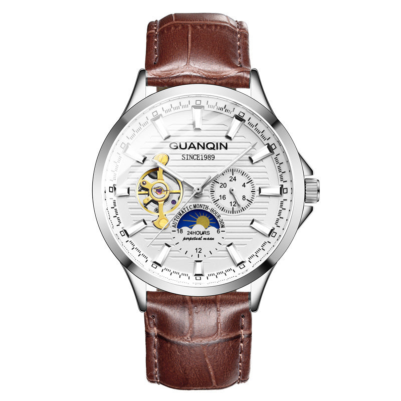 Guanqin Men's Watch Mechanical Watch White brown