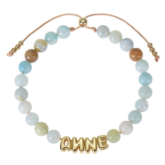 DIY Bubble Letter Bracelet Natural Stone Name Bracelet Amazon Stone