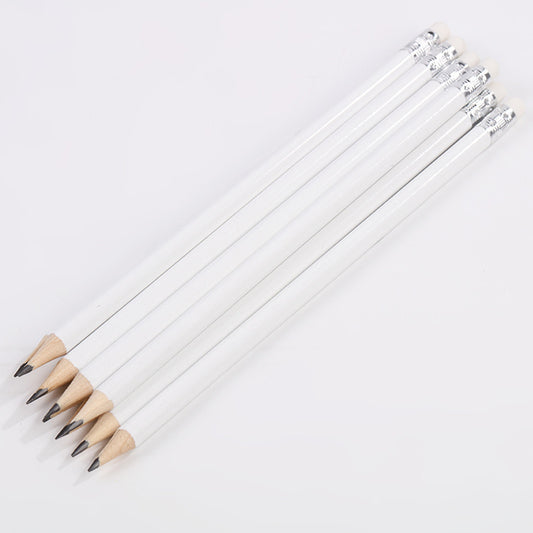 Primary School Stationery Set White Round Rod With Eraser Pencil