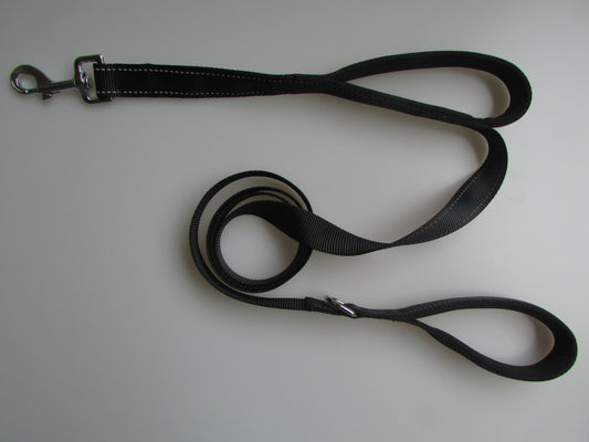 Pet Double Handle Pull Leash Black