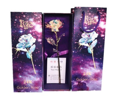 24K Luminous Color Gold Rose Flower Set Vibration Swith