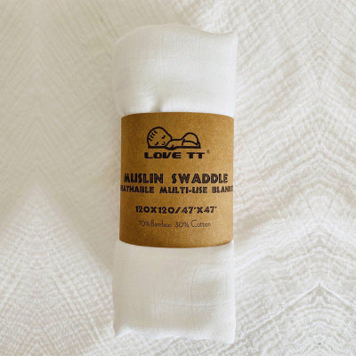 Pure Color Bamboo Cotton Wrap Towels For Newborn Babies White 120x120cm