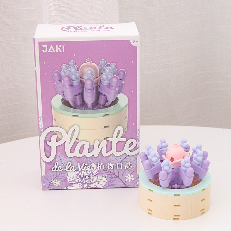 Non-watering Building Blocks Succulent Pot Cute Flowers Wishing Girl