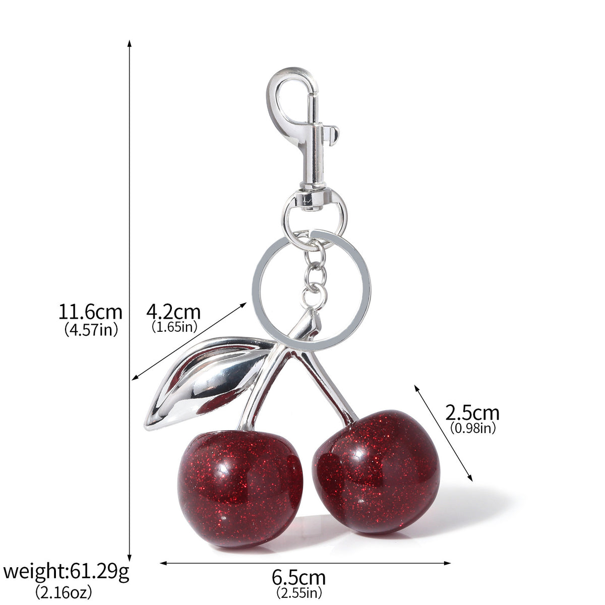 A Pair Of Red Cherry Crystal Bag Glitter Keychain K0087803 Independent Packaging