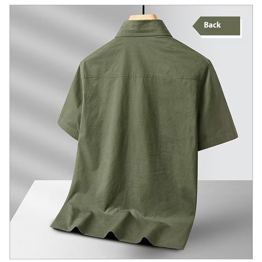 Solid Color Short Sleeve Men's Workwear Shirt