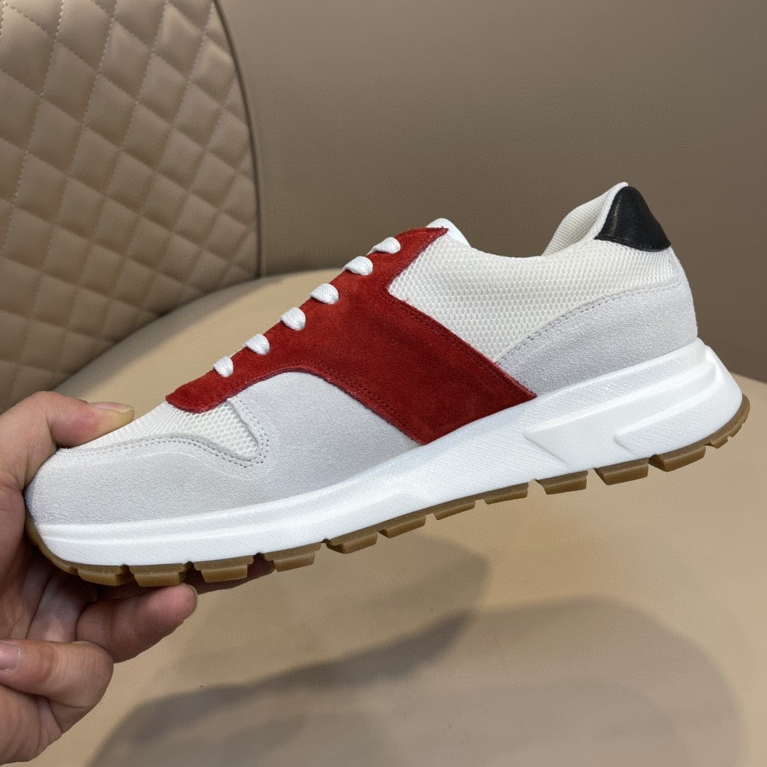 Casual Sports Thick-soled Breathable Color Matching Korean Style Simple Men's Shoes Red and white