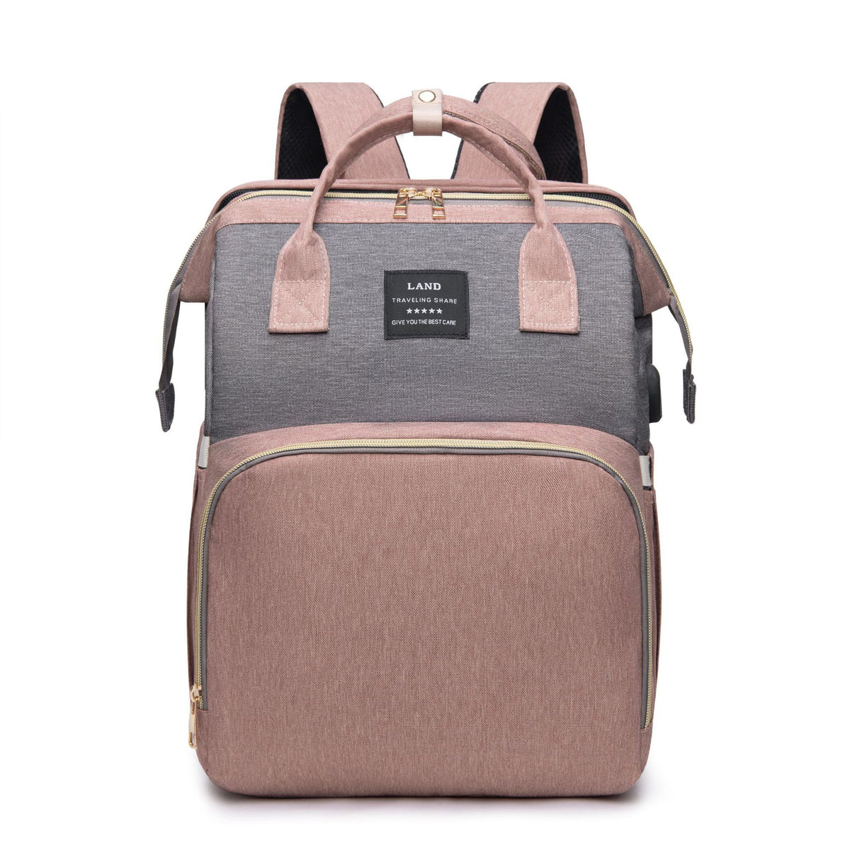 New Mummy Baby Crib Backpack Large Capacity Out Milk Insulated Bag Women Pink Gray Send Toys