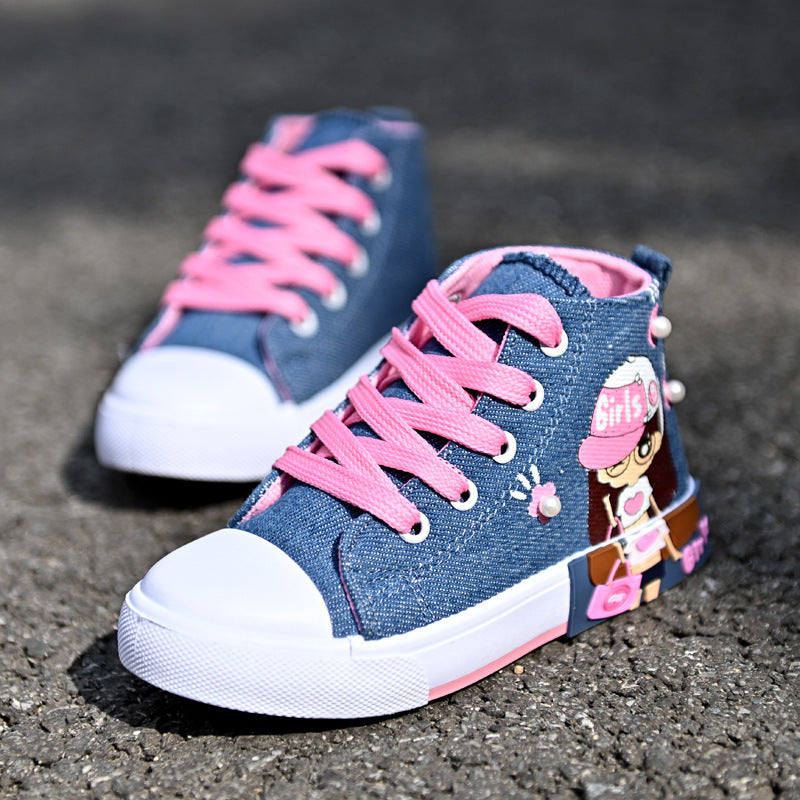 Children's Shoes Canvas Girls' Sneakers Light Blue