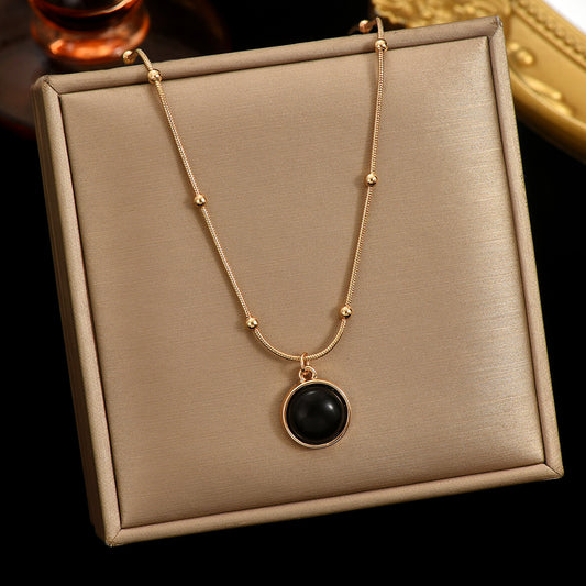 Lxalry 18K Gold-Plated Mood Responsive Necklace Stainless Steel Modern Minimalist Jewelry With Color Shifting Resin Pendant Hypoallergenic Skin Safe Gift For Women Wife Mom Stainless Steel Jewelry