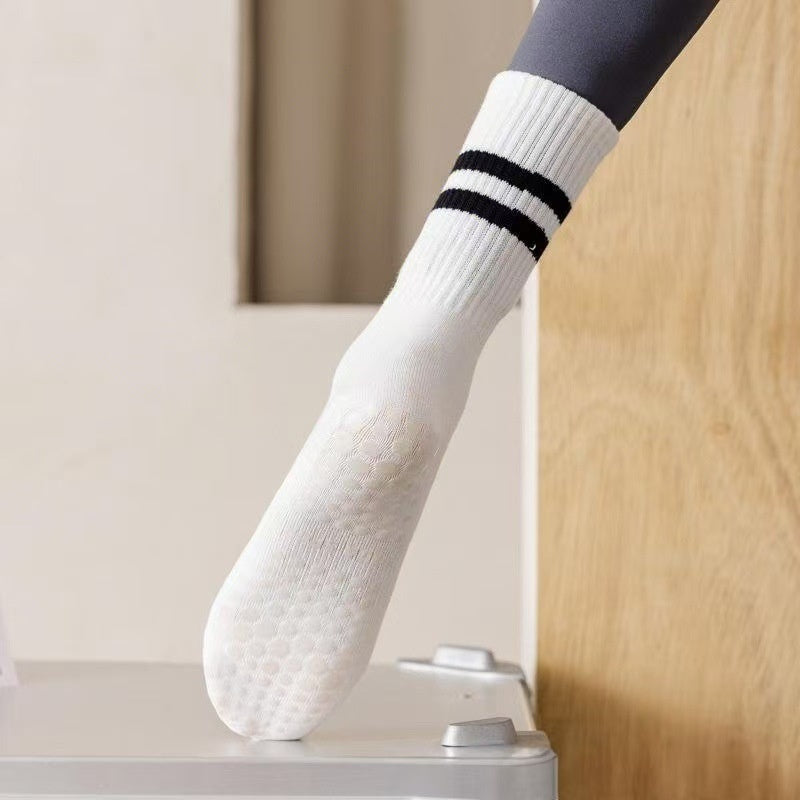 Mid-calf Yoga Socks Non-slip Professional Women's Fitness White Free Size