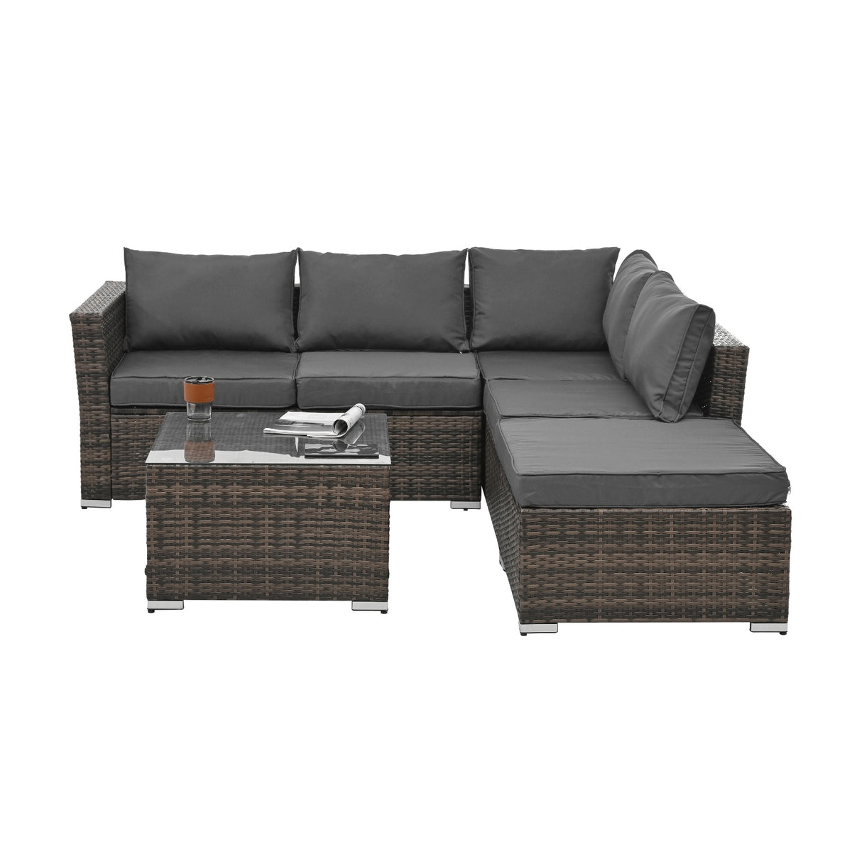 Patio Furniture, Outdoor Furniture, Seasonal PE Wicker Furniture, 4 Set Wicker Furniture With Temper